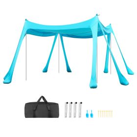 Beach Tent Sun Shelter, UPF50+ Sun Protection, 6.6 ft Tall, 10 x 10 ft, Easy Pop Up Beach Canopy with Sandbags, Stability Poles, Sand Shovels (Canopy Size: 10x10x6.6 ft, Canopy Color: Turquoise)